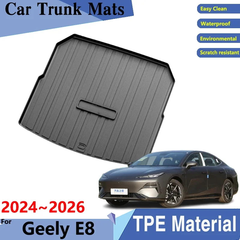 

Автомобильный коврик в багажник из материала TPE для Geely E8 Galaxy E8 2024 2025 2026, легко очищаемый задний багажник, задние накладки на багажник, автомобильные аксессуары