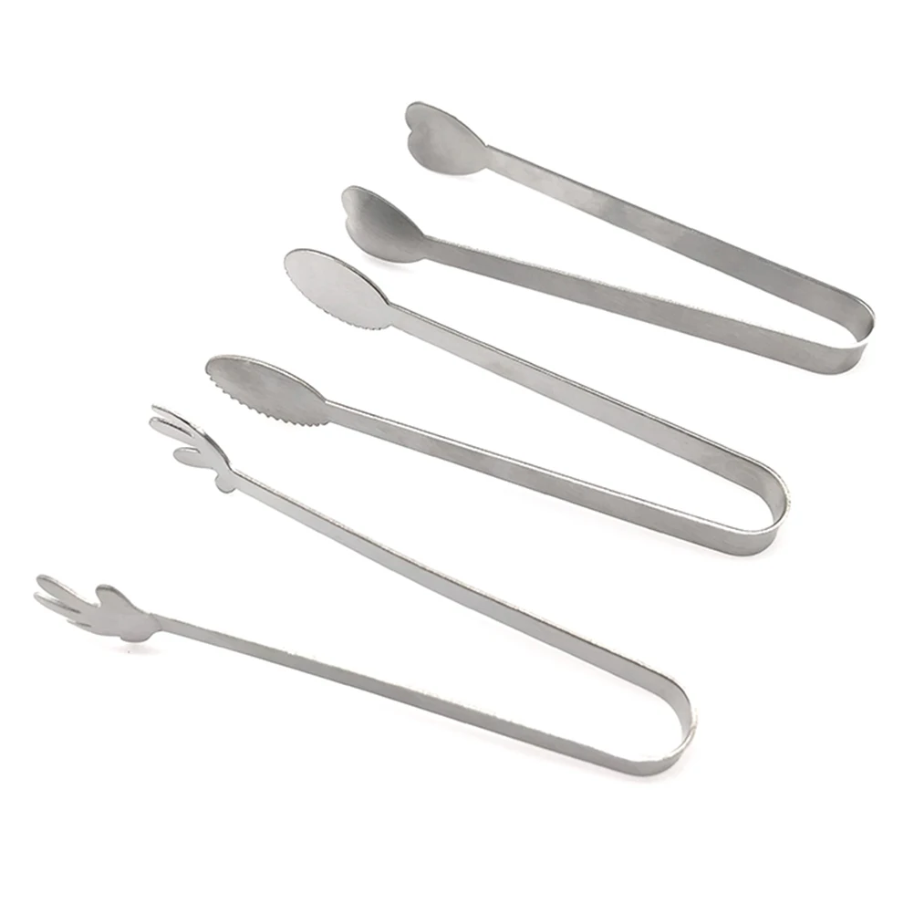 Mini pinzas para comida de acero inoxidable, pinzas para hielo con forma de palma, cubo de azúcar, para servir galletas, barbacoa, fiesta de té, boda