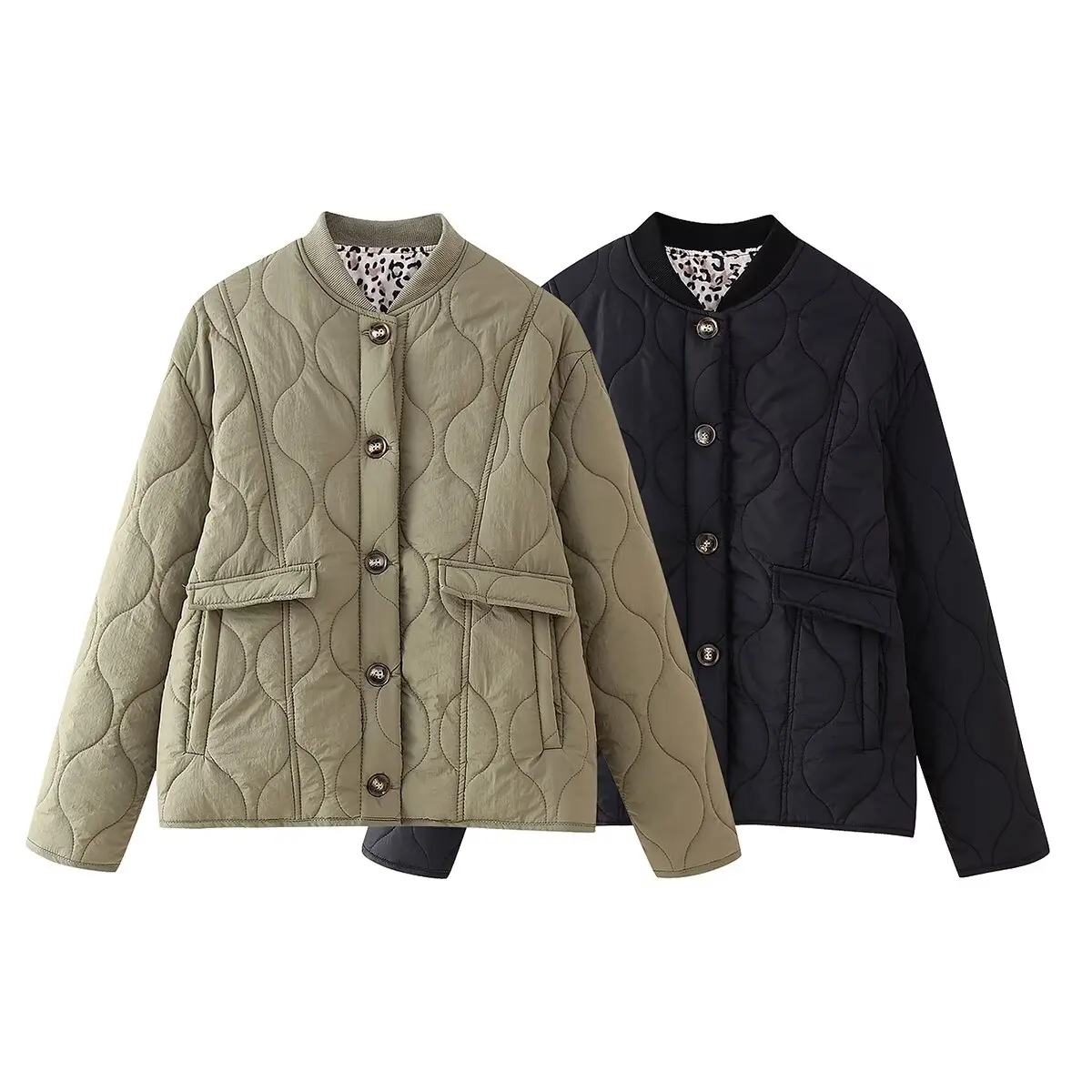 

ZAB Autumn New Faionable Casual Cotton Jaet Women's Stand Collar All-Match Design Street Sle Long Sve Coat