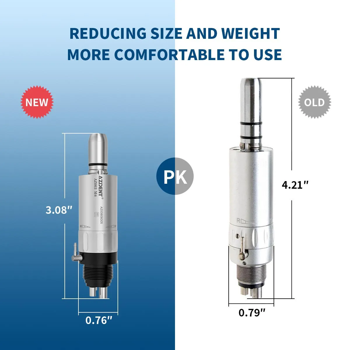 Azdent Dental Low Speed Handpiece Air Motor For 2/4 Hole Rotation Speed 20,000rpm Gear Ratio 1:1 Direct Drive