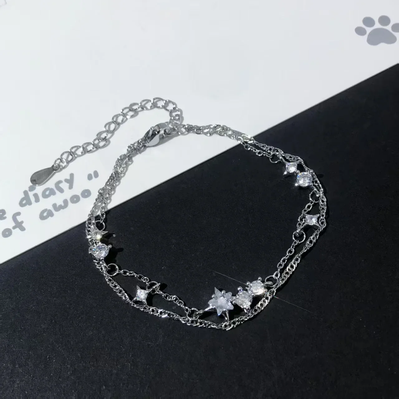 Summer New Octagonal Star Zircon Bracelet for Women Versatile Double Layered, Fashionable, High End, Star Gift for Best Friends