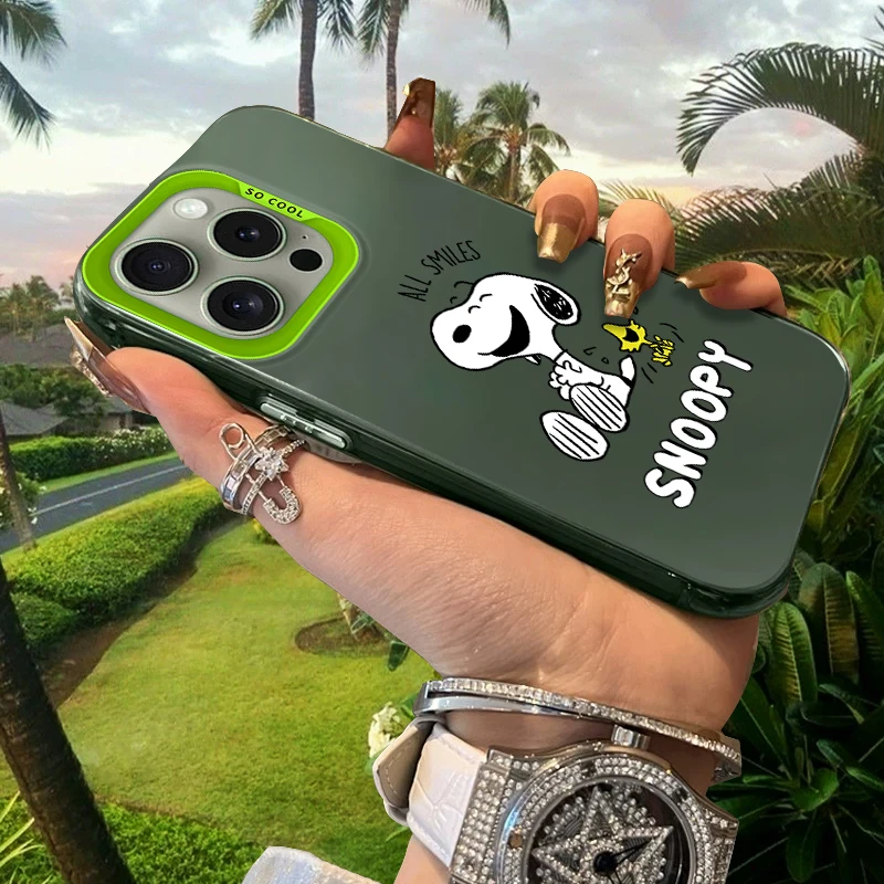 

S-Snoopy Frosted Case for iPhone 16 E 15 Pro Max 14 Plus 13 12 Mini 11 Pro Max XS X 8 7 SE Washable Acrylic Silicone Hard Cover