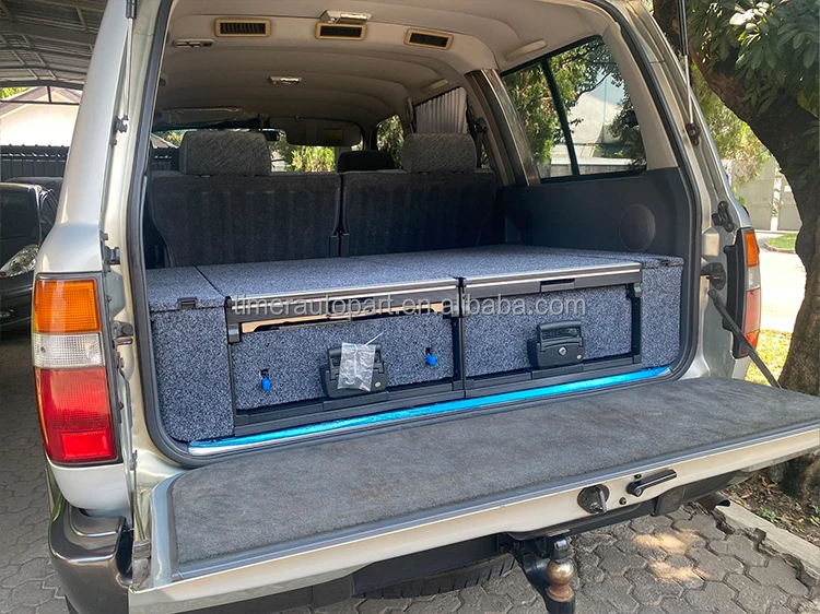 For Ecocalo SUV Car Steel Ute Rear Tub Outdoor Kitchen Cooktops Stove Toolbox Double Drawers Model 1000 LC80/LC100/LC105/LC200