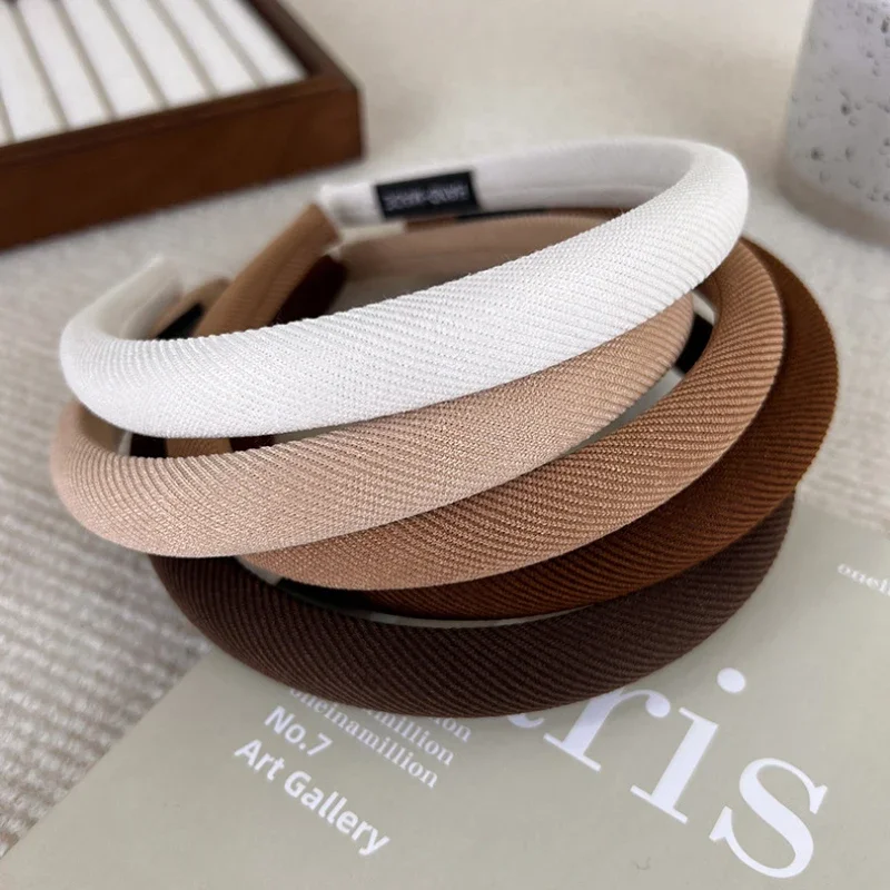 Retro Coffee-Colored Pinstriped Headbands Sponge Hair Band for Womans Girl Elegant Hair Hoop Lady Fashion Hair Accessories New