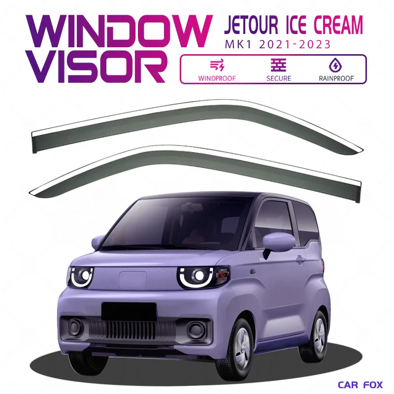 

For Jetour Ice Cream 2021-2023 Plastic Window Visor Vent Shades Sun Rain Deflector Guard 4PCS/SE For Jetour Ice Cream 2021-2023