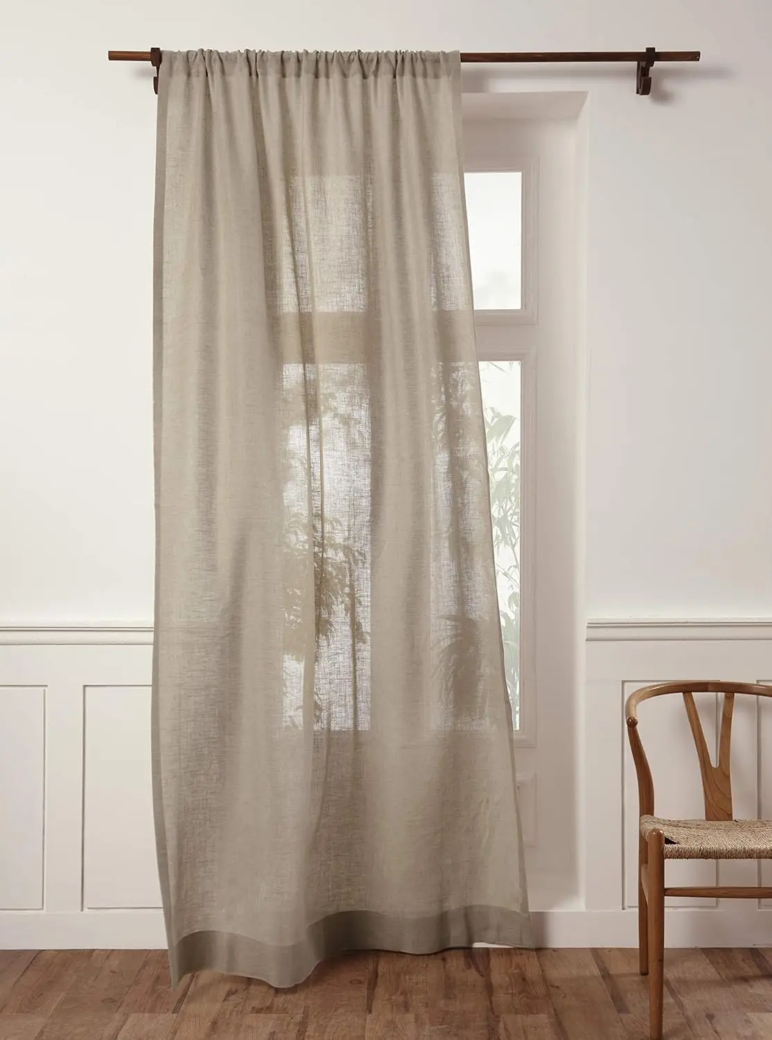 Sheer Linen Curtain 120 Inch Window Treatment European Flax Panel Light Filtering Rod Pocket Living Room Bedroom