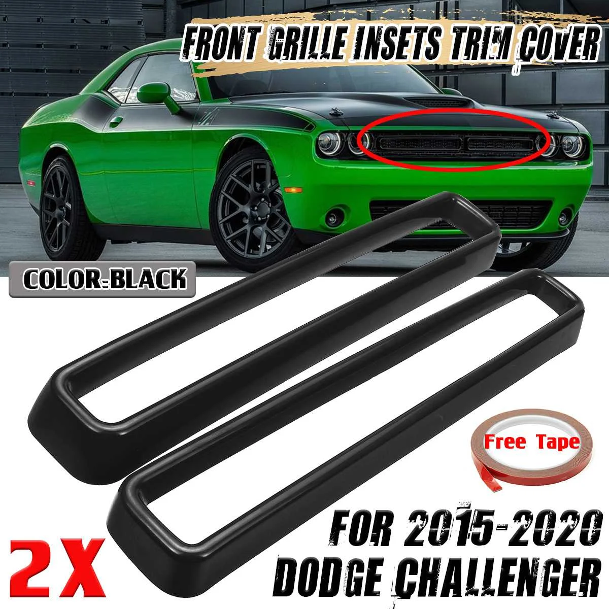 Car Front Upper Grill Grille Insets Trim Cover Grille Frame Protector For Dodge Challenger 2015-2020 Racing Grill Cover Moulding