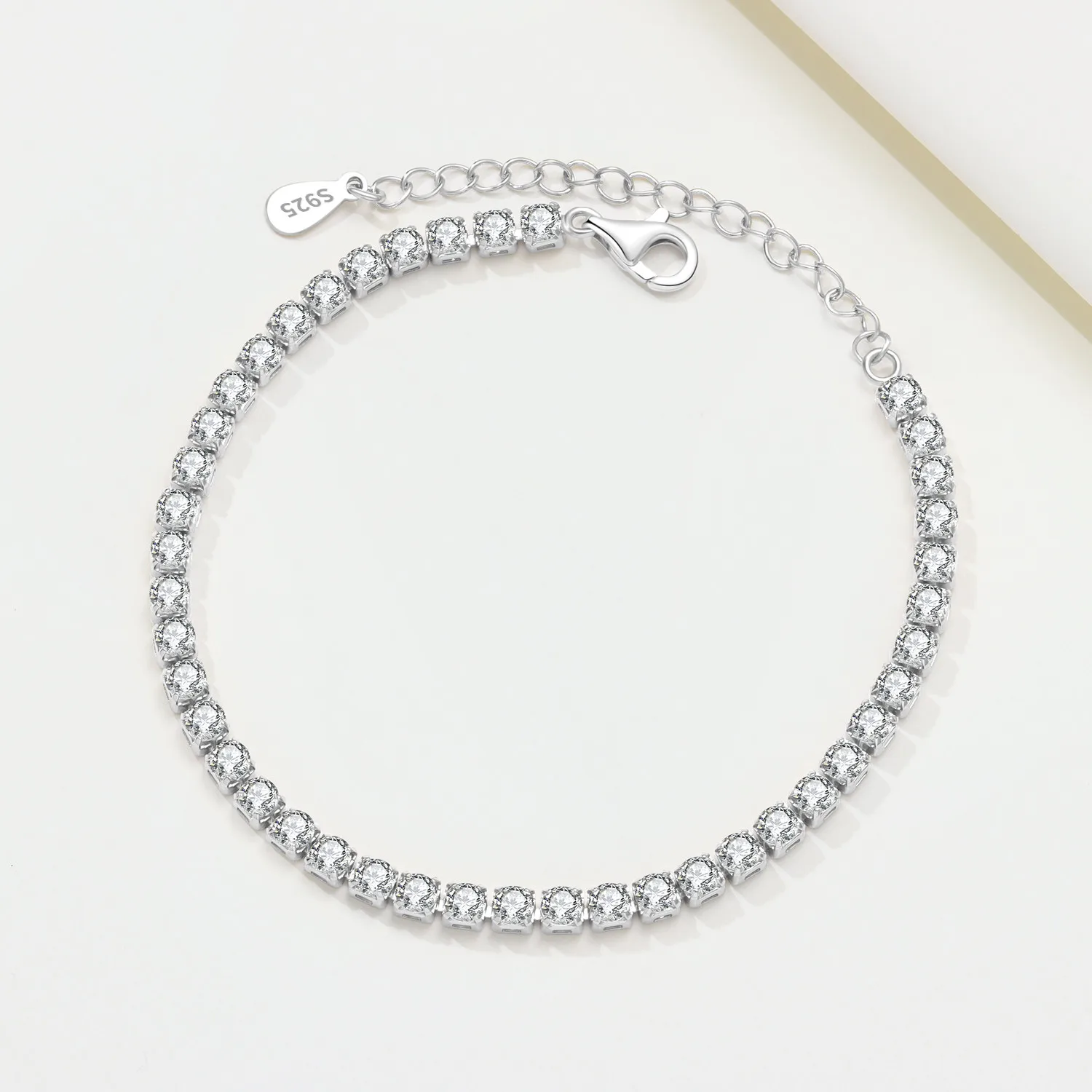 MISEFF S925 Sterling Silver Bracelet Chain 2mm & 3mm Zircon Tennis Chain Bracelet Versatile Adjustable Chain Charms Jewelry Gift view 4