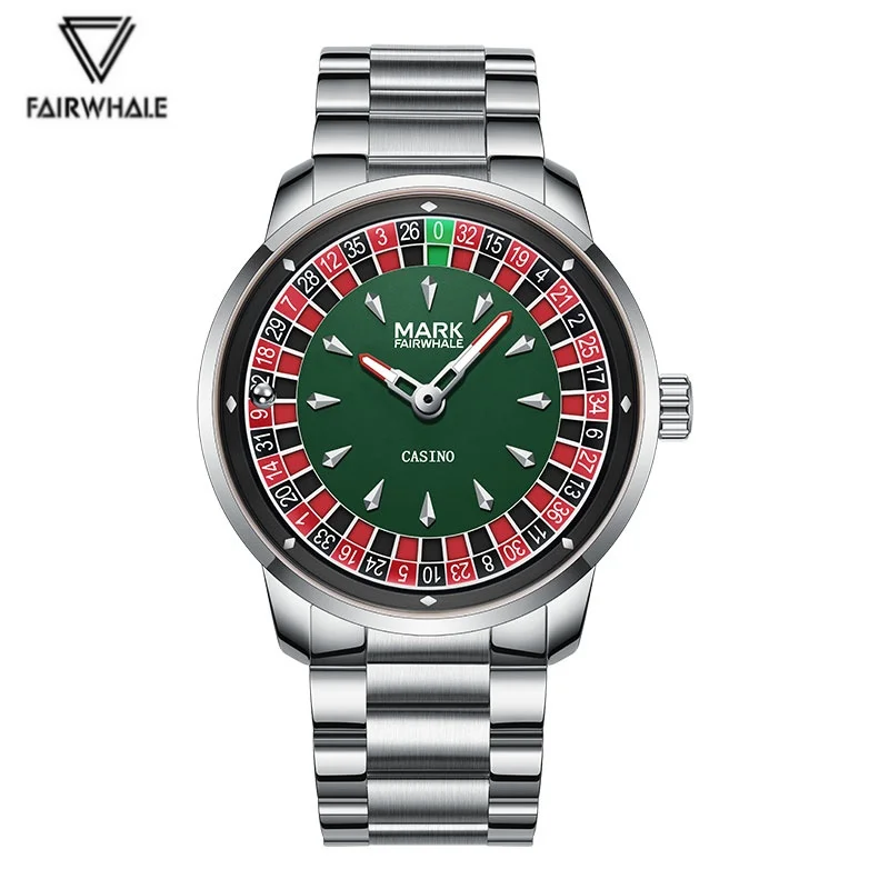 Mark Fairwhale 5031 Herren-Quarzuhr mit lustigem Design, eingelassenem Rad, arabischen Ziffern, rotierendem Zifferblatt, Roulette-Uhr, Herrenuhr, Reloj
