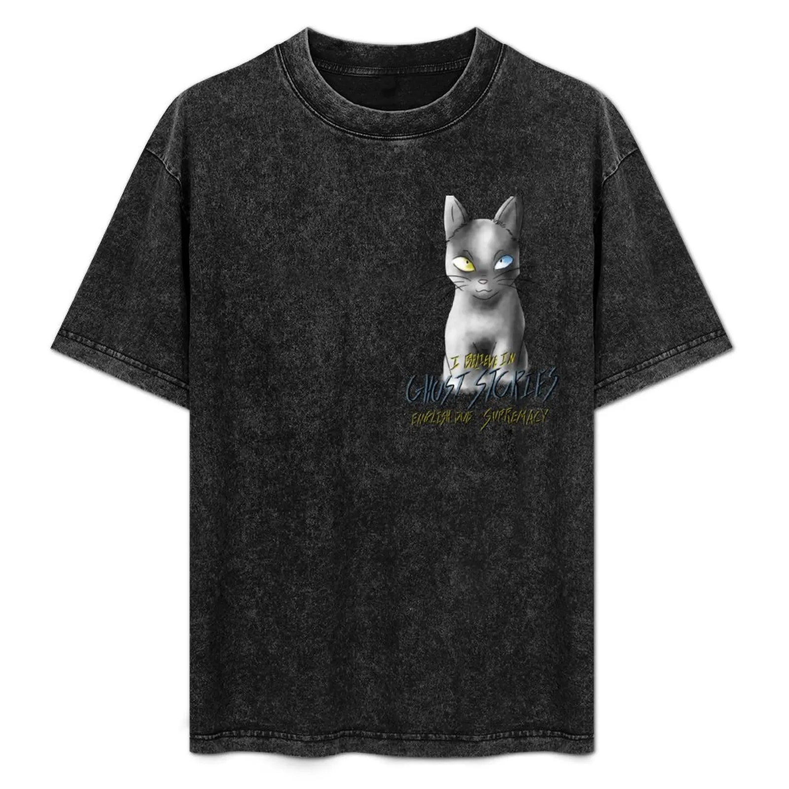 

English Ghost Stories With Anime Black Cat T-Shirt Lightweight Sport Basic T-Shirt