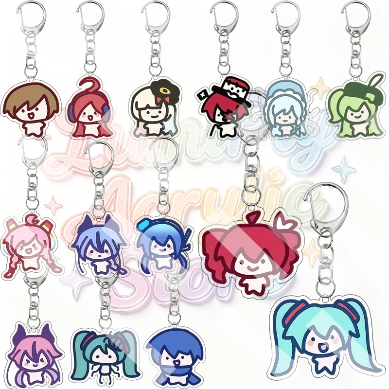 Q Version Hatsune Miku Sakura Miku Kasane Teto Rin Kagamine Len Vocaloid Cartoon Cute Acrylic Keychain Figure Bag Pendant Charm