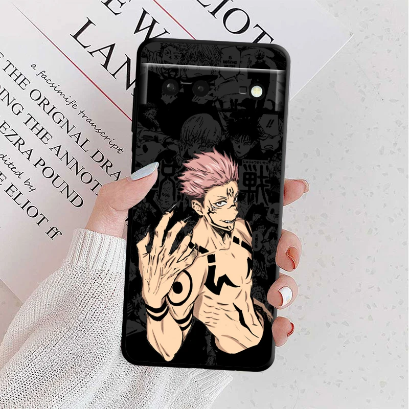 Jujutsu Kaisen Yuji Sukuna Phone Case For Google Pixel 8 7 Pro 6 Pro 6A 5A 5 4 4A XL 5G Black Soft Fundas Cover