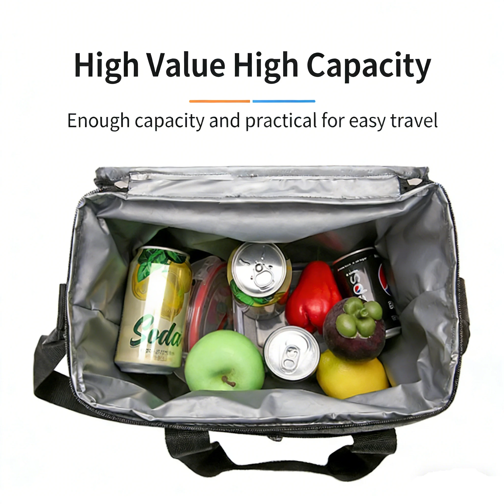 Modische, faltbare Thermotasche mit großer Kapazität, isoliert, Picknick, auslaufsicher, Lunchbox, Kühltasche für Outdoor-Reisen, Camping, Familie – Detail 1