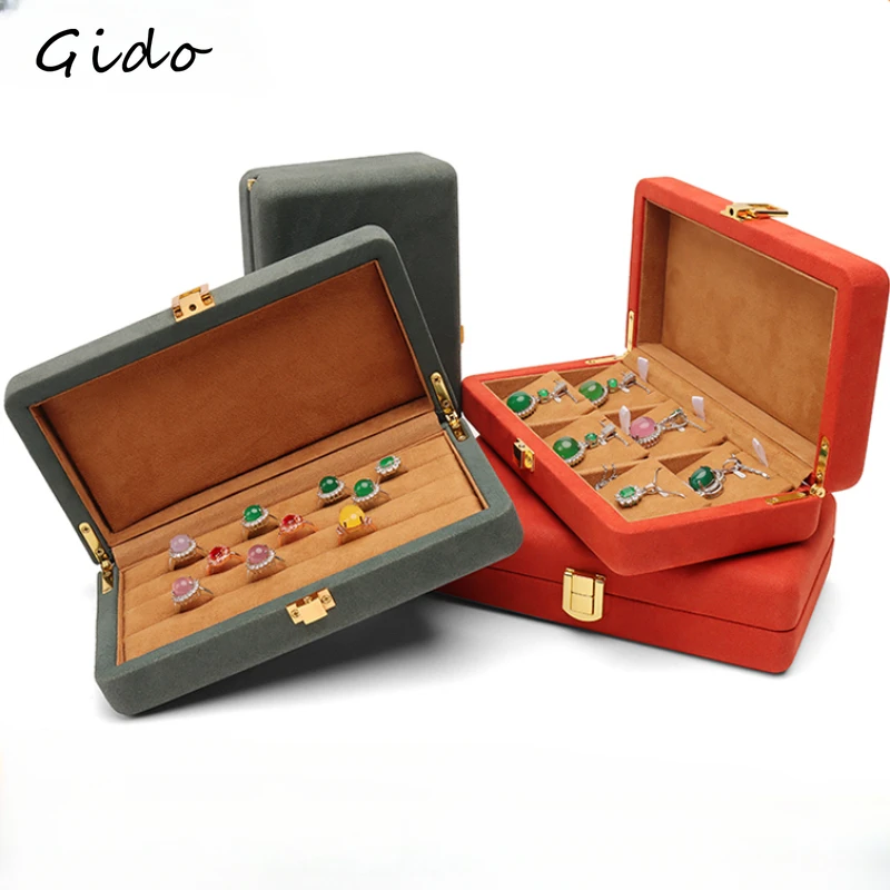 

Jewelry Box European Jewelry Box Storage Box Metal Buckle Microfiber Ring Necklace Pendant Set Gift Box