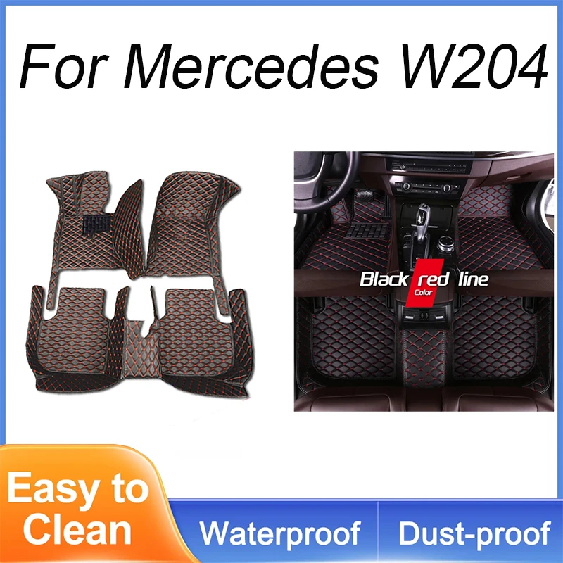 

Custom Auto Luxury Leather Car Floor Mat For Mercedes W204 2008 2009 2010 Car Mat Full Set Women Waterproof Accessories