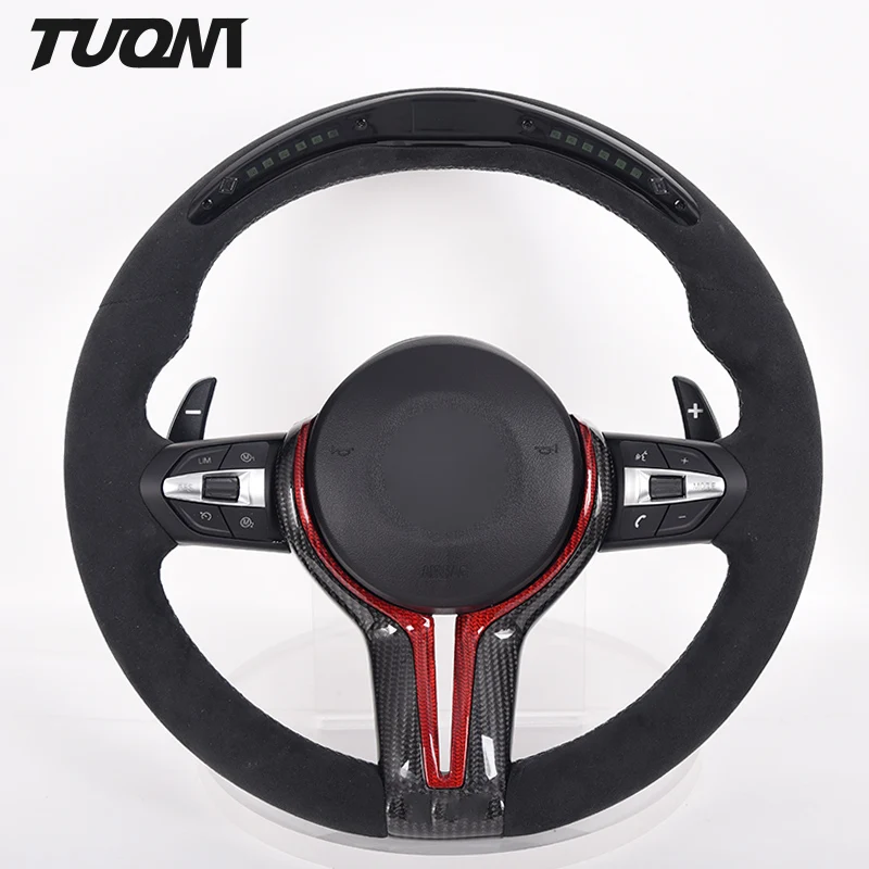 Modify For BMW F10 F01 F20 F30 F32 G20 M5 M3 X3 X5 F07 GT F06 F02 F03 Car Steering Wheel LED Full Alcantara Carbon Fiber Trim