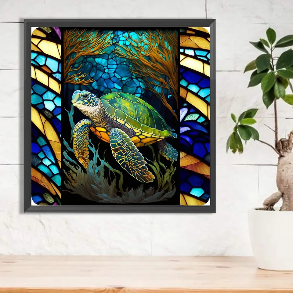 DIY Diamond Painting Colorful Marine Organism turtle, dolphin Full Round Square Drill Mosaic Home Decor Cross Stitch Rhinestones