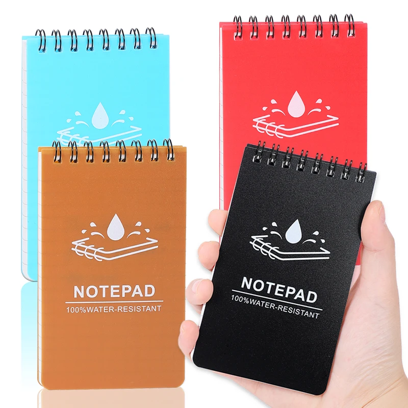 1 Set of 4 Waterproof Stone Paper Grids Inner Pages 3X5Inch Outdoor Note Pad 48 Sheets 96 Pages Flip-Up Spiral Small Notebook, All-Weather Police Flap Pocket Pants Notebook, Outdoor Office School Record Note Pad