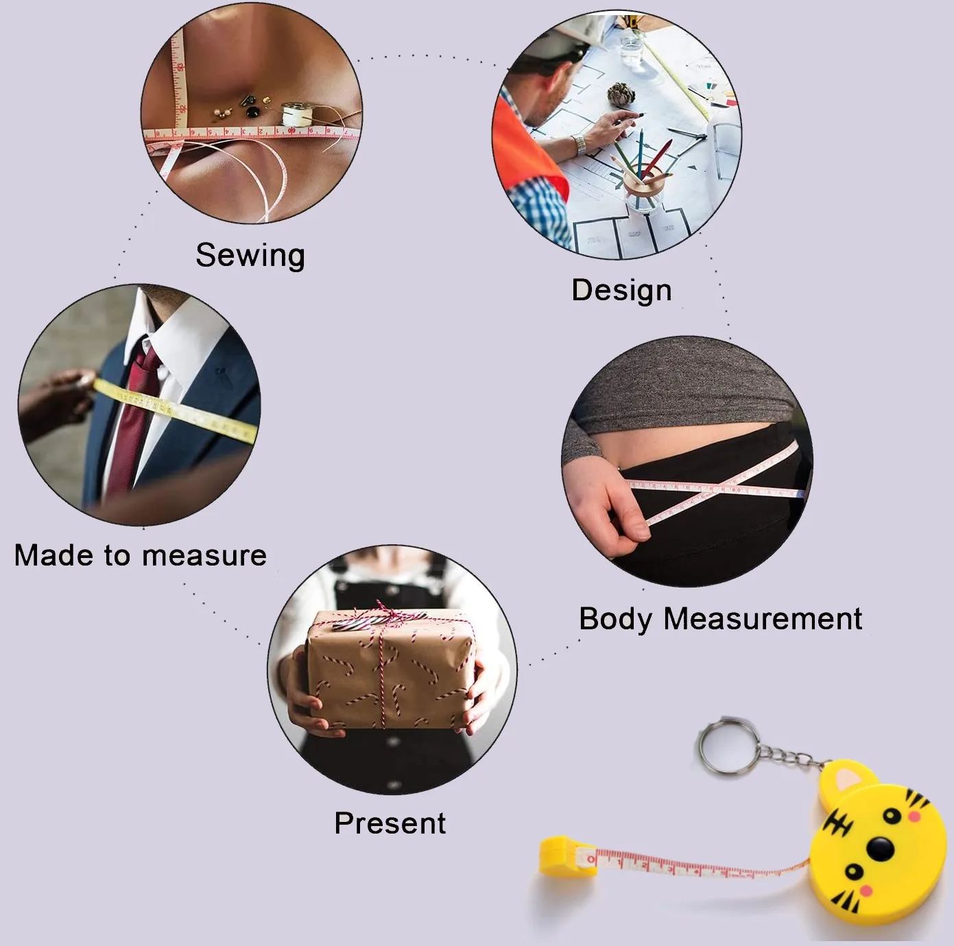 1pc 150cm Mini Tape Meter Tape Tailor Ruler Keychain Measuring Tape Clothing Size Tape Measure Portable Sewing Tools Accessory