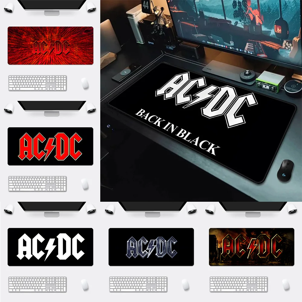 لوحة ماوس مانعة للإنزلاق بطباعة عالية الدقة ، حافة قفل ، فرقة ACDC للألعاب ، لاعبي الكمبيوتر ، لوحة مفاتيح ، مكتب كمبيوتر ، XXL90 x 40