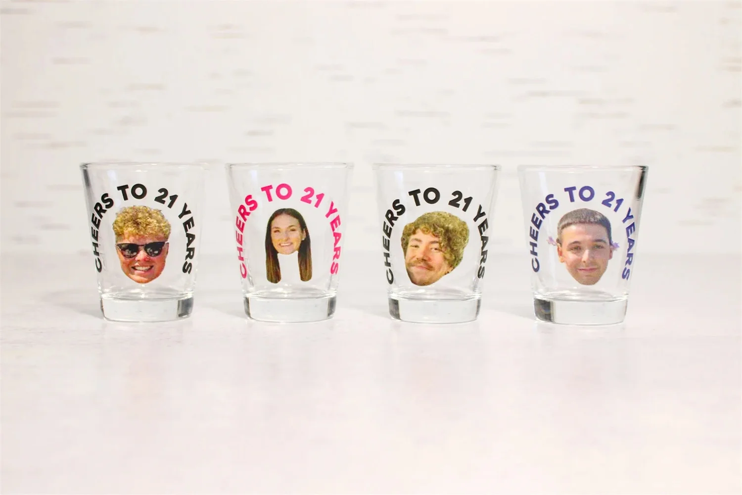 Cheers to 21 years shot glass, Bday shot glasses, 21st birthday party favors, 21st birthday shot glass, Shot glass with picture