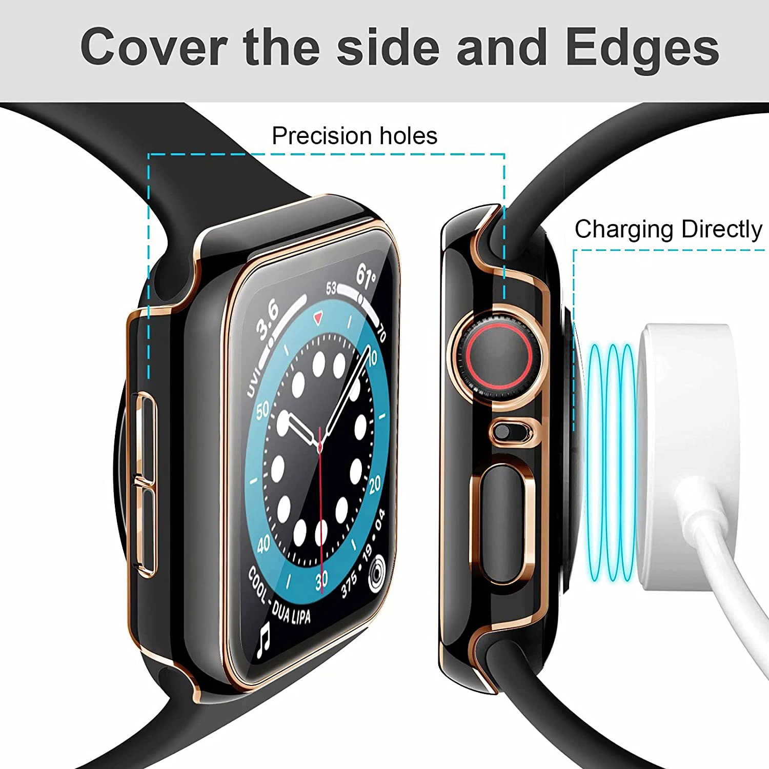 Cover For Apple watch Case 45mm 41mm 44mm 40mm 42mm 38mm PC Tempered Glass Screen Protector iWatch series 9 7 8 5 6 4 3 2 1 SE