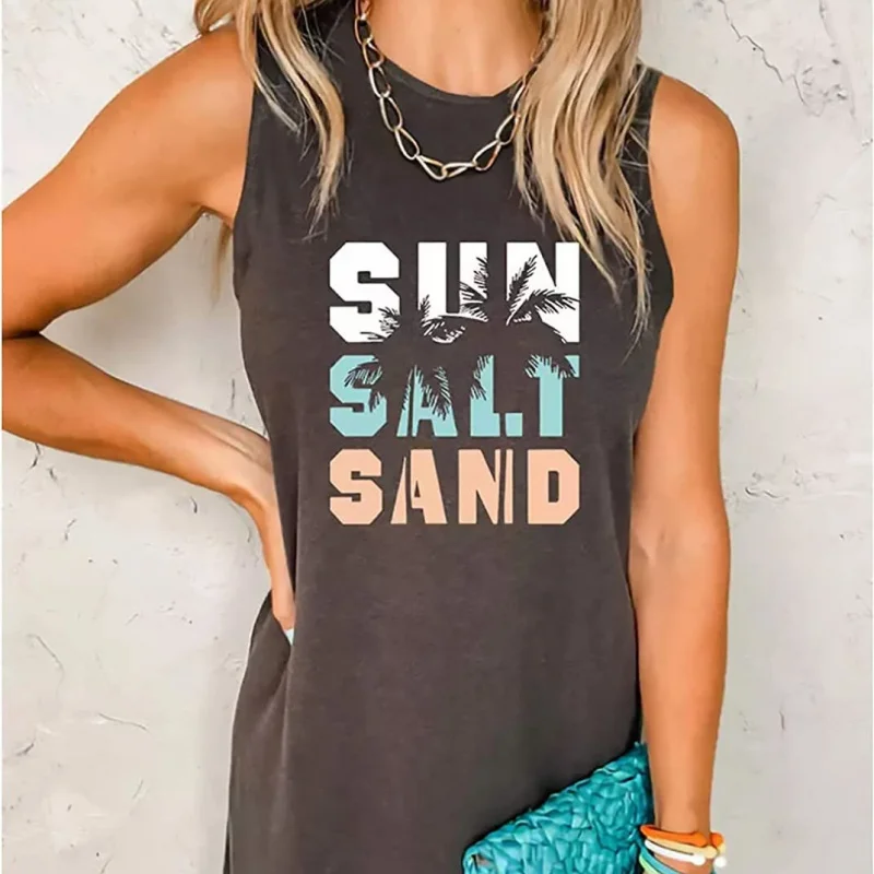

Amazon AliExpress Coconut Tree Tank Top Women Sleeveless Beach Wrap Dress Summer Vacation Short Mini Dress