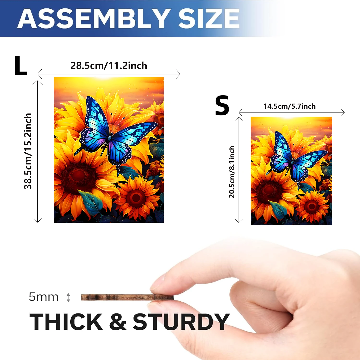 Rompecabezas de madera de mariposa de girasol, rompecabezas de madera de piezas de formas únicas para adultos, regalo de Navidad, juego familiar, decoración del hogar