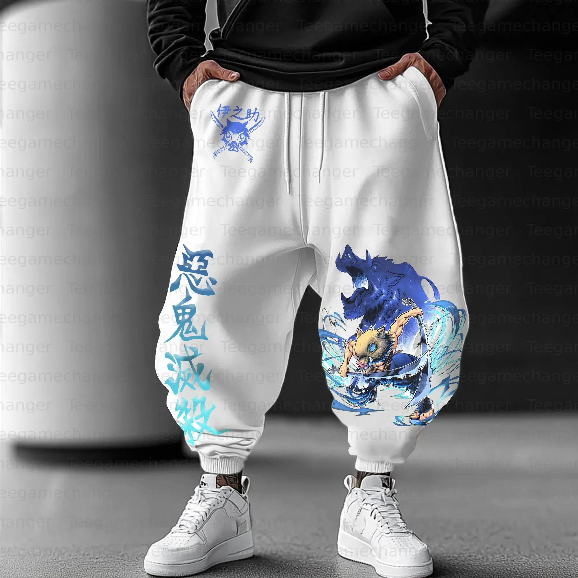 شيطان القاتل الرجال النساء Sweatpants 2025 الخريف جديد الرسوم المتحركة موضوع الشارع ارتداء فضفاض تأثيري شخصية تصميم السراويل فضفاضة #5
