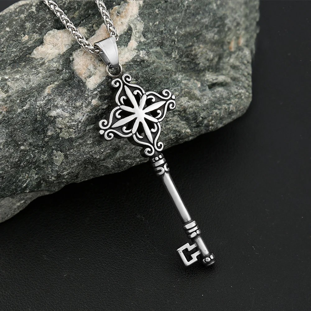 Vintage Punk 316L Stainless Steel Keys Pendant Necklaces For Men Women Hip Hop Biker Male Jewelry Gifts Dropshipping