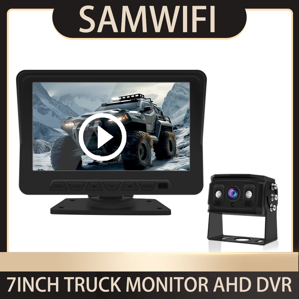 

7 " 1920*1080 Recording DVR 2 Truck Backup Camera AHD Night Vision with Vehicle Rear View Monitor Support SD Card