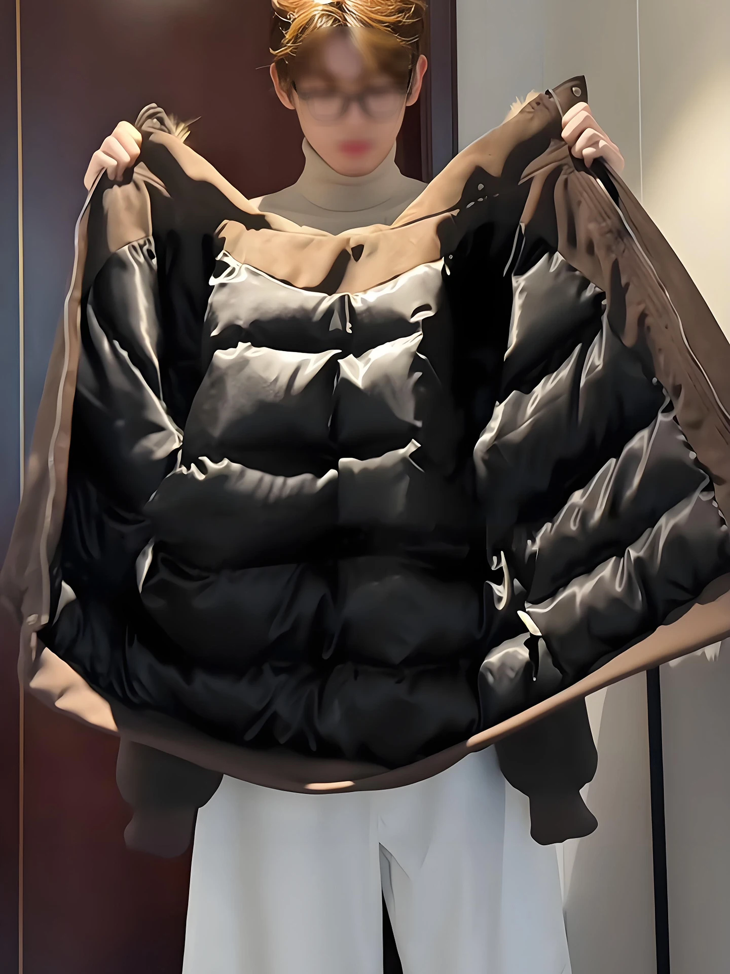 

Youthful Winter Jaet Men's ort Padded Coat Brown PU Leather Matte down Cotton Filled Hooded Coat Mountain Eagle Design