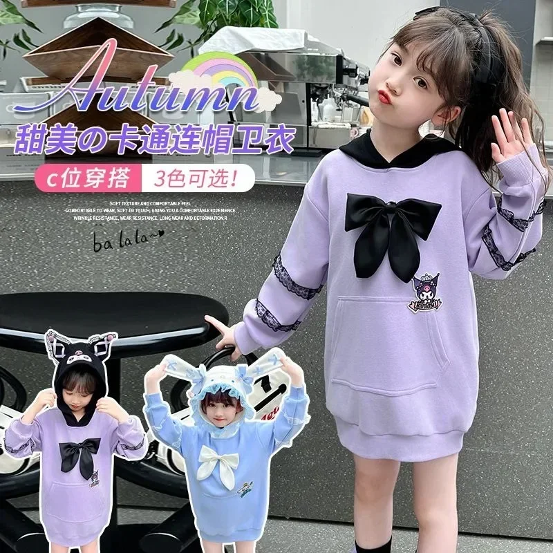 Sweet Kawaii Sanrio Autumn Cinnamoroll Winter Long Sleeve Hoodie Cute Cartoon Kuromi Casual Children Shirt Clothing Gifts Toys