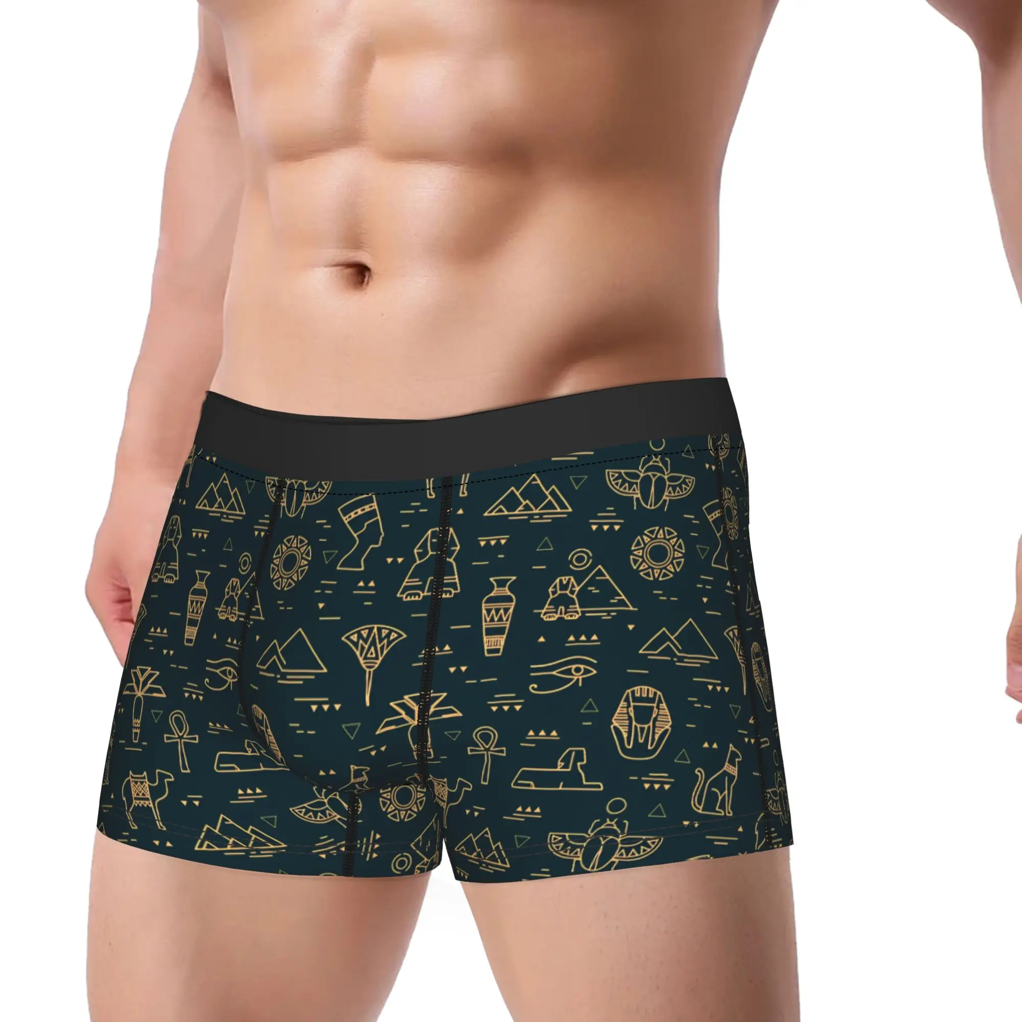 Ancient Egyptian Patterns Trunk  Pouch Underwear Trenky Custom DIY Shorts Briefs Soft Trend Man Underpants Big Size 2XL