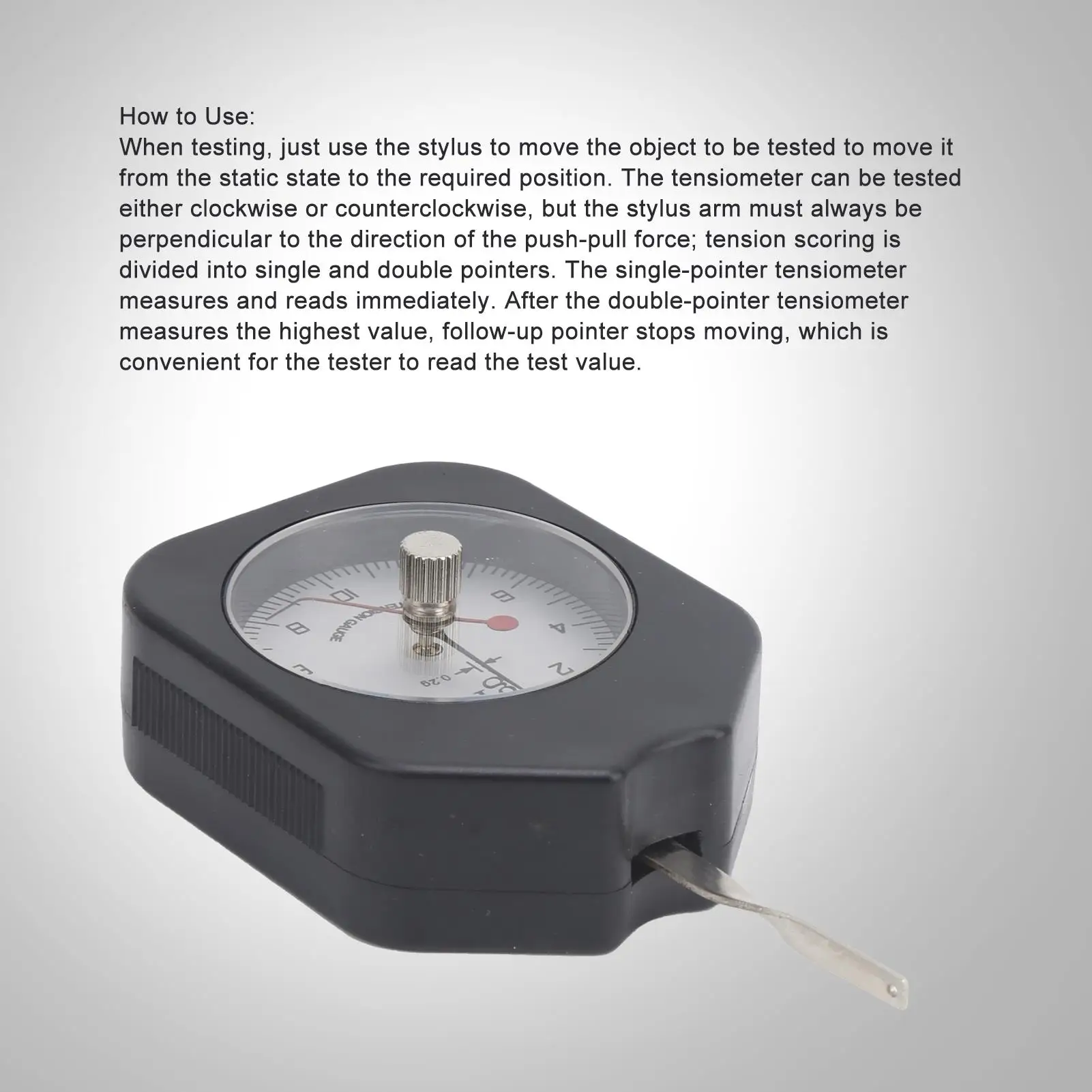 أداة قياس التوتر المحمولة ذات المؤشر المزدوج مقياس التوتر 10 جرام للقياس الدقيق