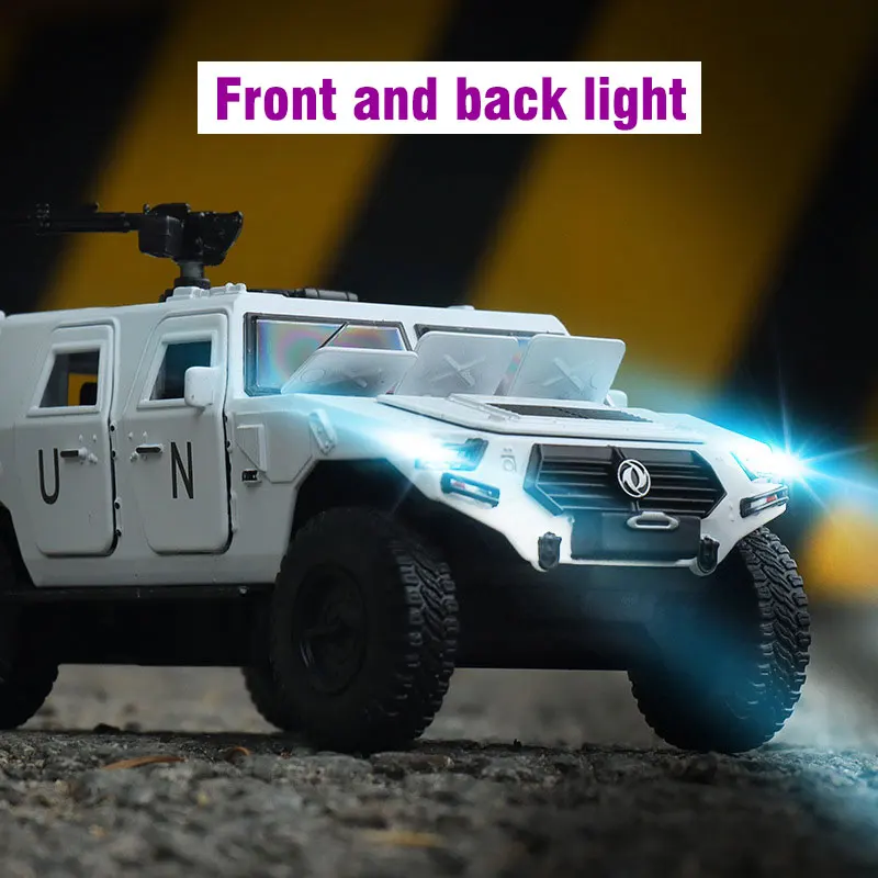 1:28 Alloy Armored Car Model Tactical Military Diecast Metal Vehicle Pull Back Off-road Car Toy LED Sound Open 13 Doors Kid Gift