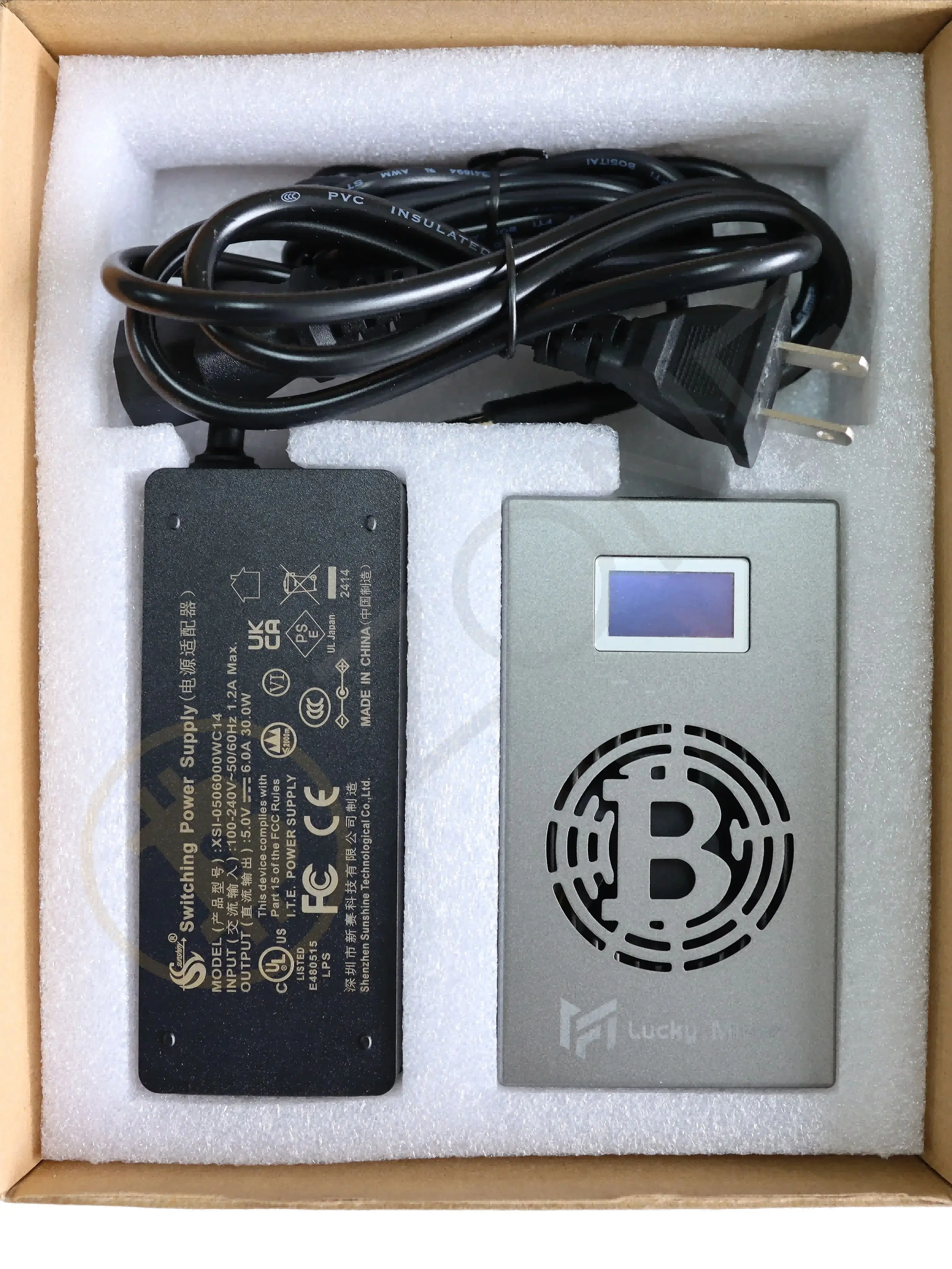 Bitaxe Ultra Upgraded Lucky Miner BM1366 Solo Mining 450~500GH/S Bitcoin Lotto Mining Machine With 5V 6A Power Supply