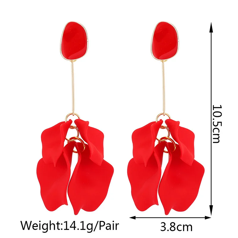 Romantic Sweet Acrylic Petal Long Dangle Drop Earrings For Women Fashion Luxury Flower Tassel Pendant Ear Jewelry Accessories