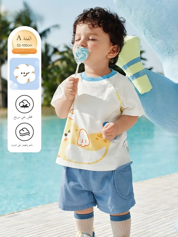 barbarbar-baby-short-sleeve-cotton-set-boys-summer-outfit-two-piece-casual-clothing-pure-cotton-comfortable-kids-fashionable
