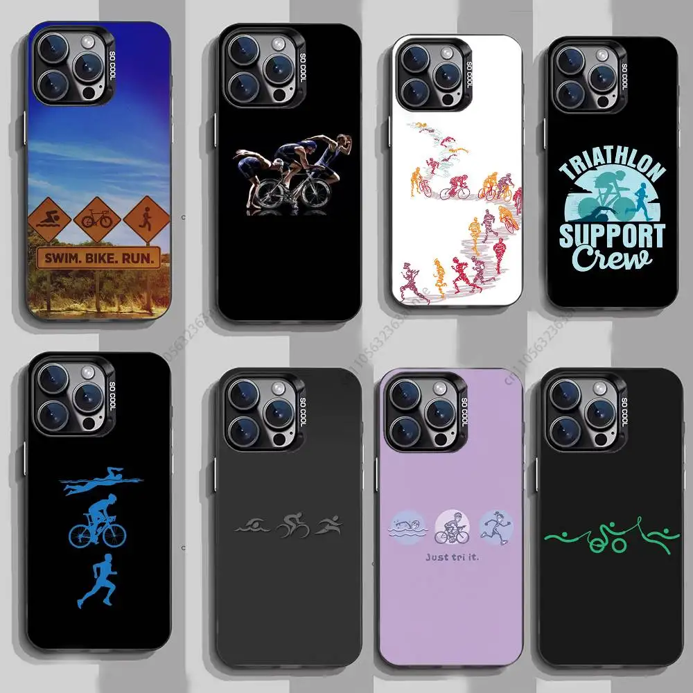 

Triathlon Swim Bike Run Tri Life Phone Case For iPhone 17,16,15,14,13,12,11,Pro,Max,Plus,Mini,X,XS,XR,8,S,SE Soft Black Case