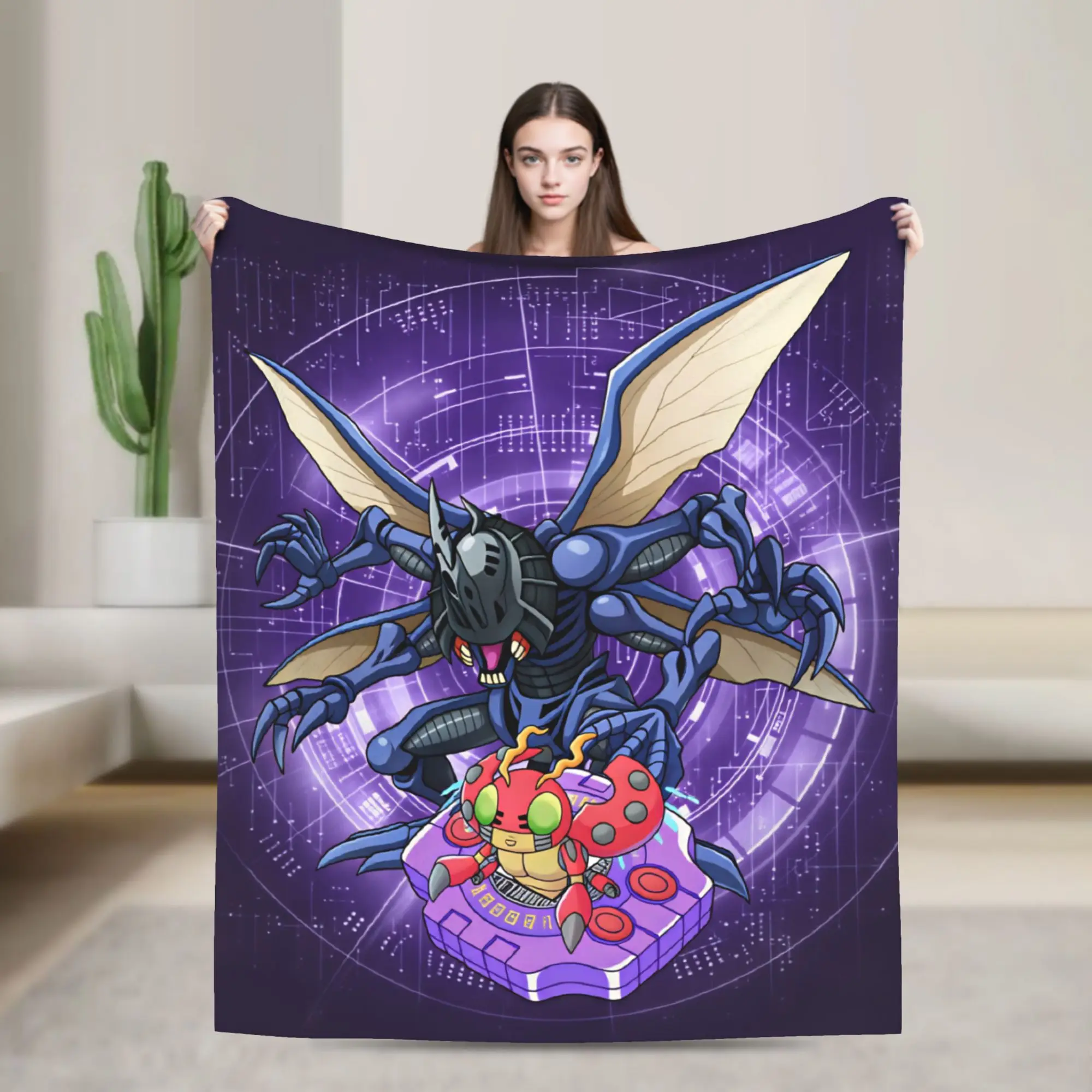 Digimon Villain Dark Art Blanket Quality Warm  Throw Blanket Winter Girls Boys Living Room Funny Bedspread