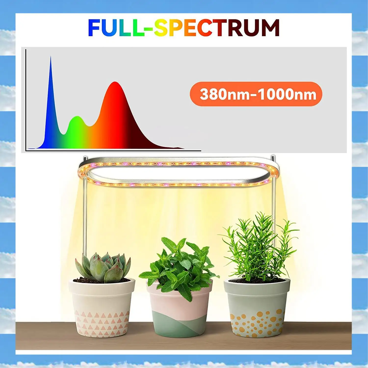 

A11I 1 Piece Grow Lights For Indoor Plants Height Adjustable Halo Growing Lamp With Yellow Lights