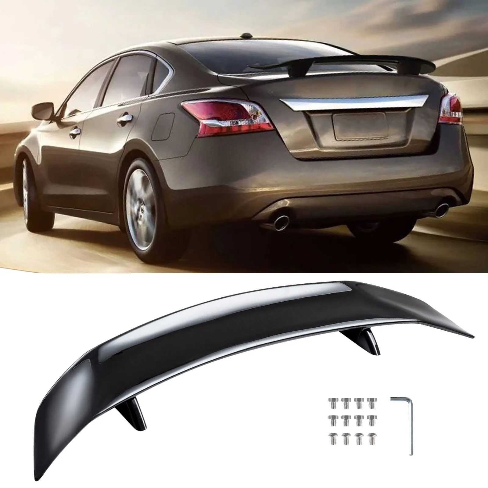 

For Nissan Altima Sedan 46" GT Style Racing Gloss Black Rear Trunk Spoiler Wing