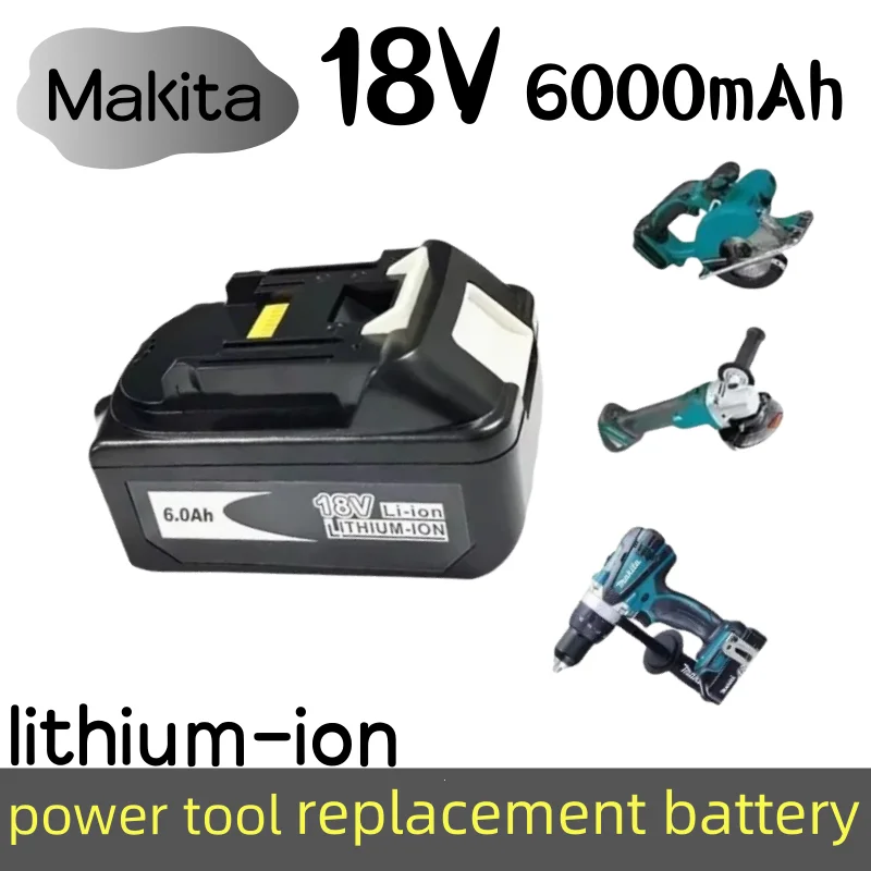 

Makita rechargeable lithium-ion battery,power tool replacement battery+charger , 18V 6.0Ah, BL1830, BL1815, BL1860, BL1840