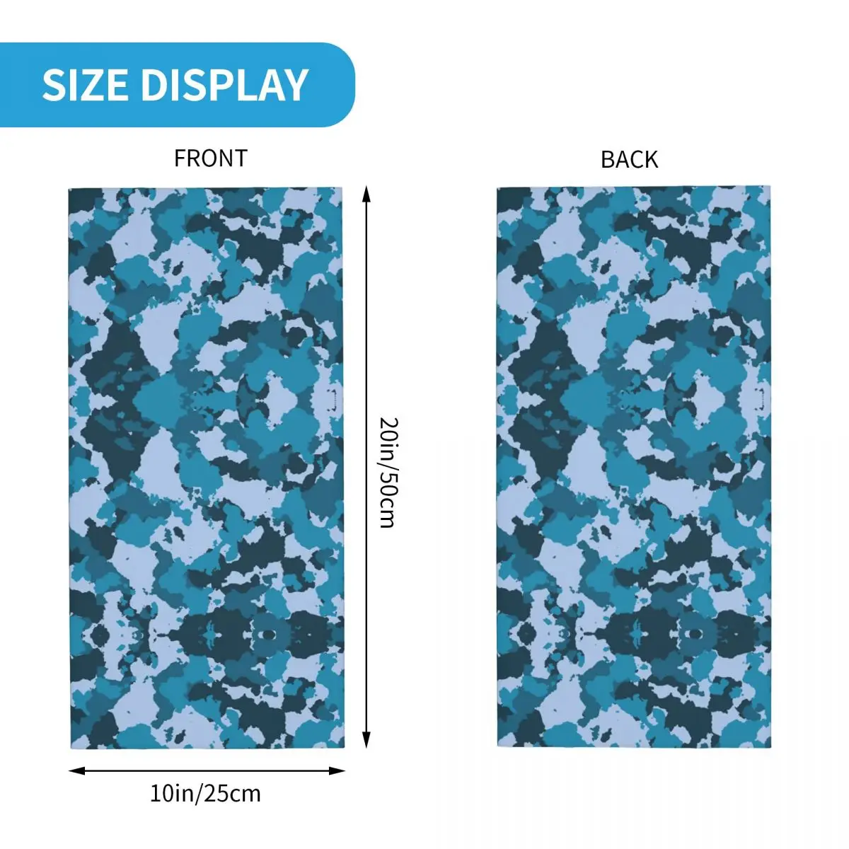 Blue Grey Camouflage Bandana Neck Cover Printed Magic Scarf Warm FaceMask Cycling Unisex Adult Breathable