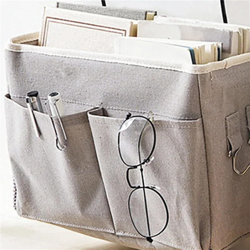 

ABNO-2X Bedside Hanging Pocket Storage Bag Bedside Storage Caddy Organizer Holder For Headboards Bunk Beds Dorm Rooms,Grey