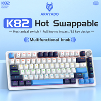 APAYADO K82 Mechanical Keyboard,82 Keys,Multifunctional Knob,Full Key Hot Swappable,Cool Backlight,Wired Connection,Windows&Mac