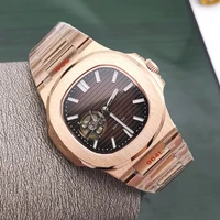 Reloj mecánico automático para hombre con movimiento cuadrado NH38 de 40MM de oro rosa de lujo, cristal de zafiro, fecha, correa de acero inoxidable