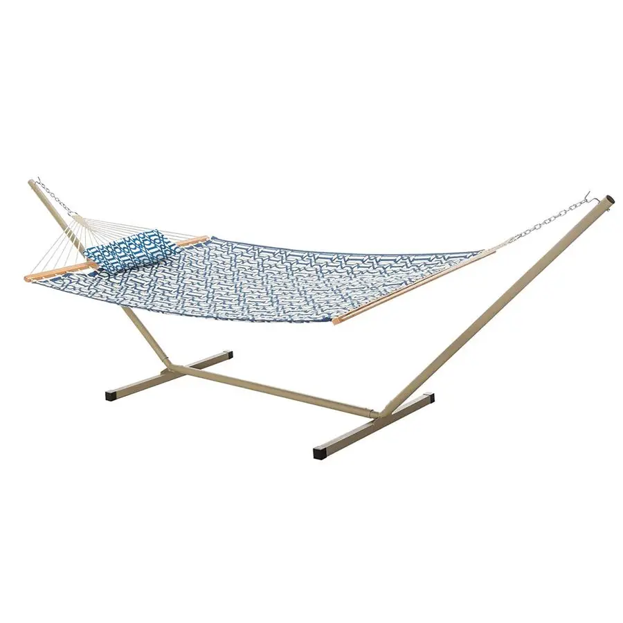 Living Large Hamaca acolchada para 2 personas con soporte y almohada azul marino, 10 pies de largo x 52 pulgadas. W, capacidad de 350 lb, poliéster resistente a la intemperie
