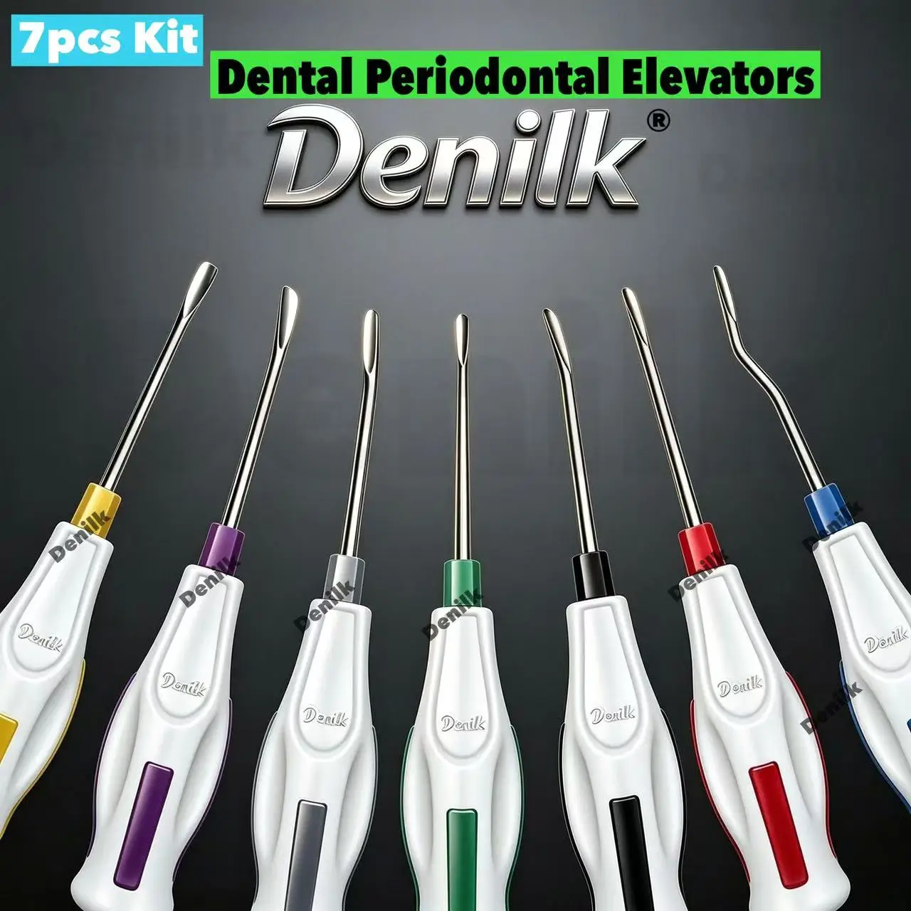 7pcs White Handle Dental Elevator Kit, Dental Periotome Elevators, Dental Tools Minimally Invasive Tooth Extraction Elevators